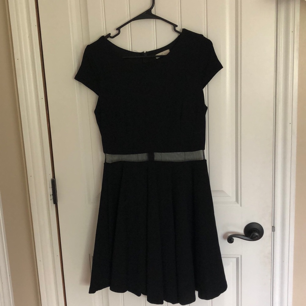 Just Me black dress with sheer waistband